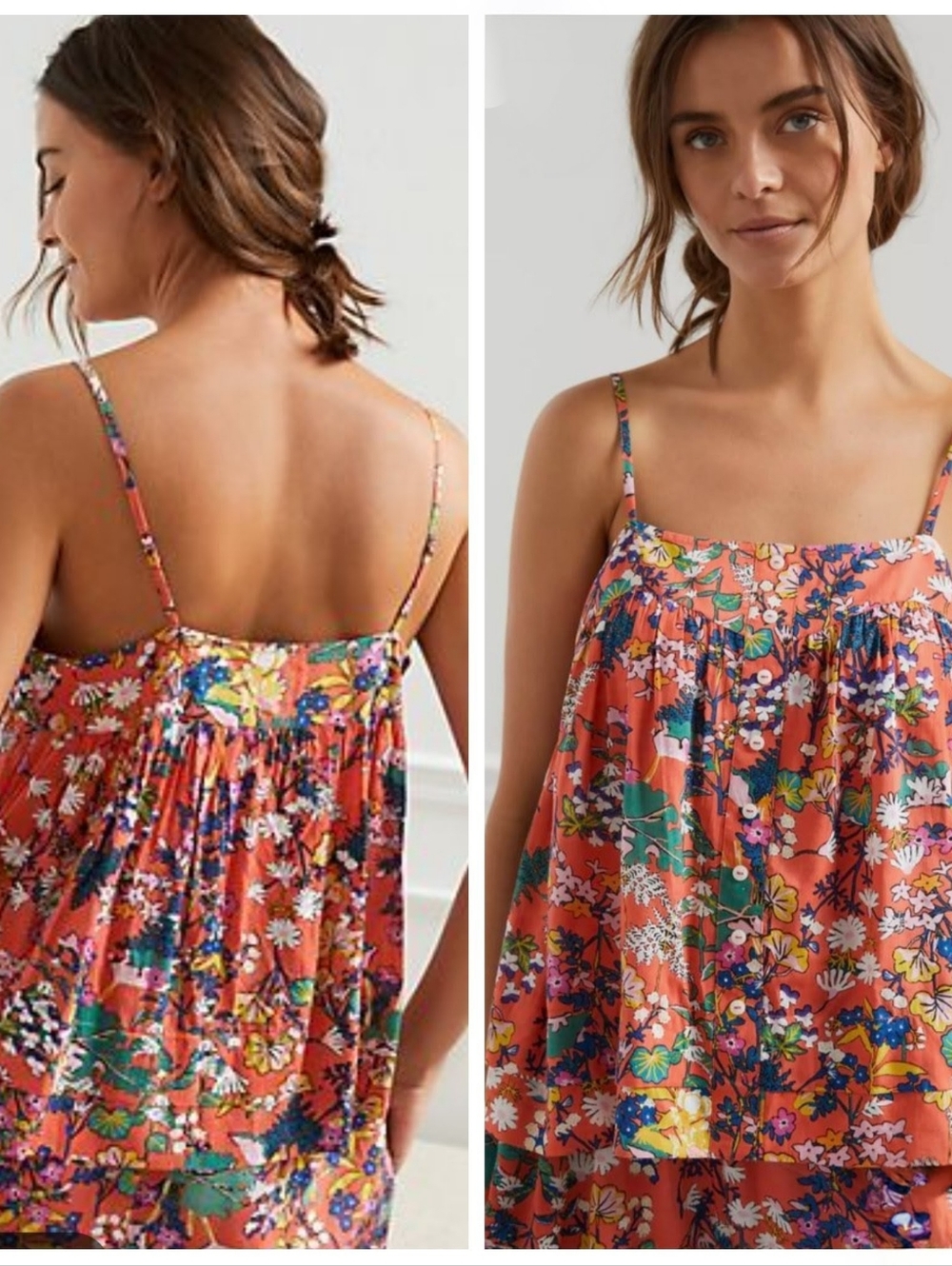 Anthropologie Iris Swing Pajama Top Floral Women's Small Relaxed Bohemian Boho